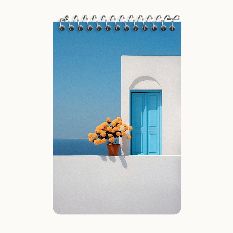 دفتر یادداشت 50 برگ خندالو طرح خانه ی ساحلی مینیمال کد F7476