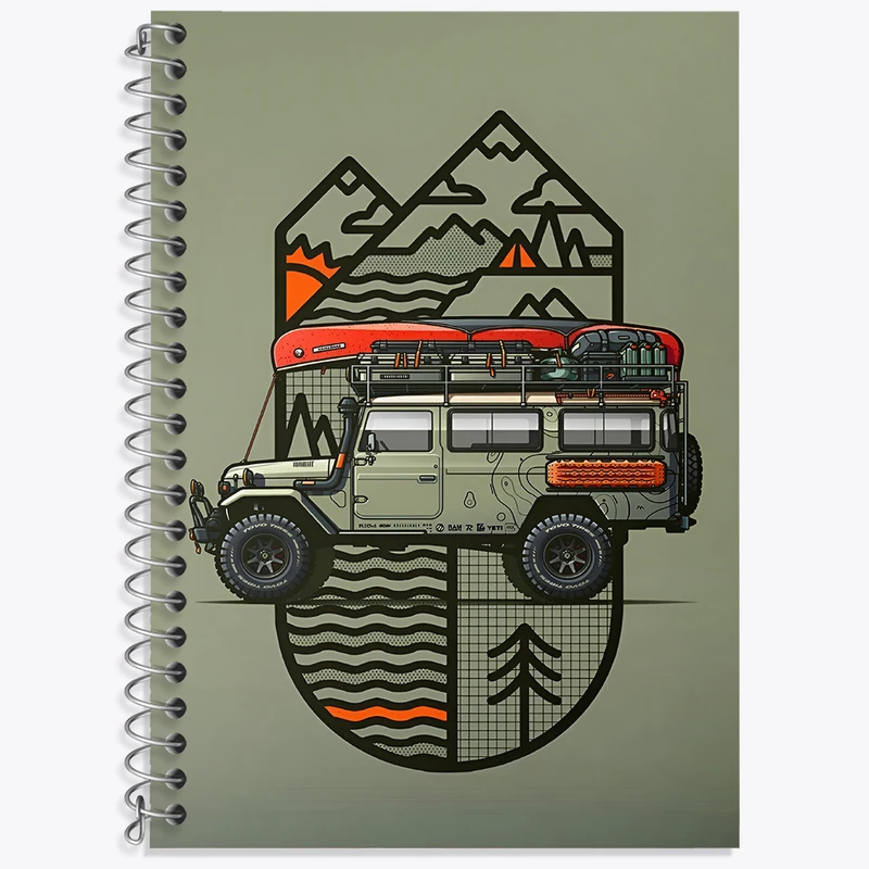 دفتر زبان دوخط 50 برگ خندالو طرح ماشین آفرود کد F4115