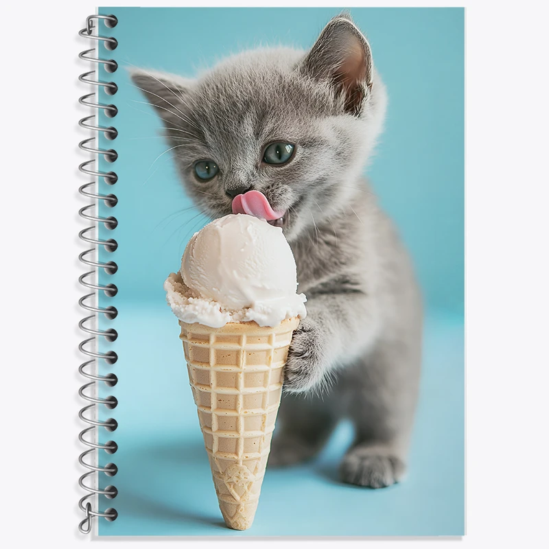 دفتر زبان دوخط 50 برگ خندالو طرح گربه و بستنی کد F10034