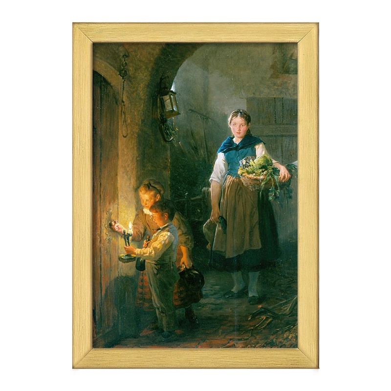 تابلو خندالو طرح نقاشی خدمتکار آشپزخانه با کودکان اثر فلیکس شلزینگر کد F12310