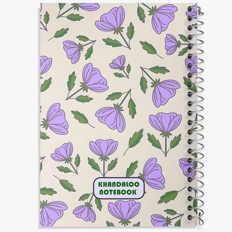 دفتر شطرنجی 50 برگ خندالو طرح پترن گل بنفش کد N6081