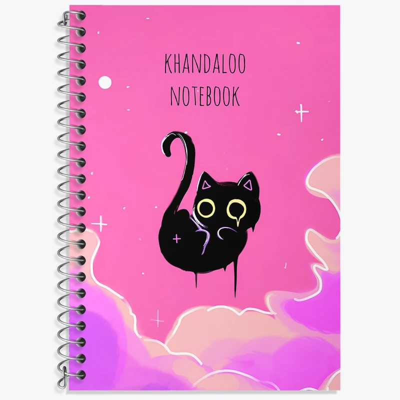 دفتر زبان 50 برگ خندالو مدل دو خط طرح گربه آبرنگی کد N8142