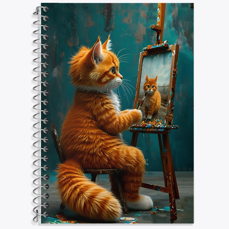 دفتر زبان دوخط 50 برگ خندالو طرح سلف پرتره گربه ای کد F12799