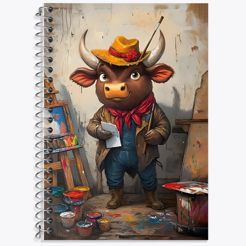 دفتر لغت 50 برگ خندالو طرح گاو نقاش کد F11654