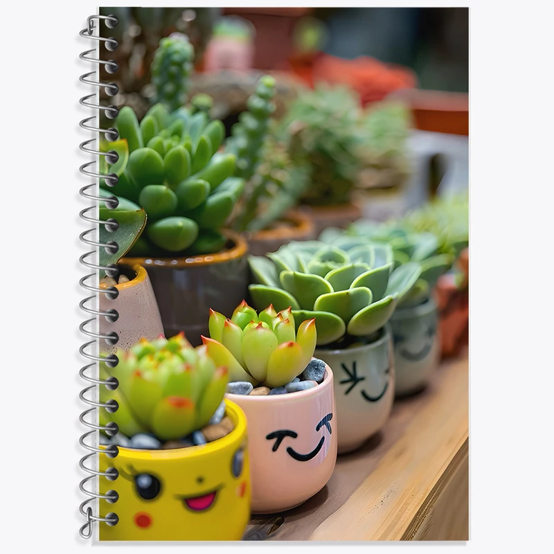 دفتر زبان 50 برگ خندالو مدل دو خط طرح کاکتوس کد F9949