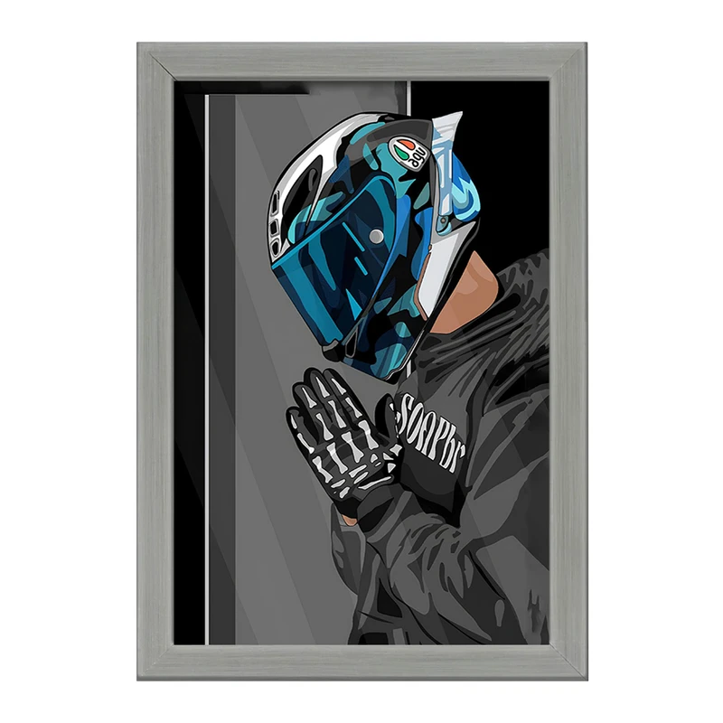 تابلو خندالو طرح پسر و کلاه کاسکت کد F3011