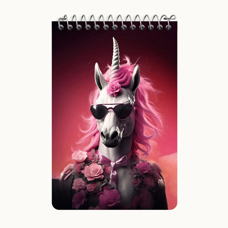 دفتر یادداشت 50 برگ خندالو طرح اسب تک شاخ بامزه کد F3049