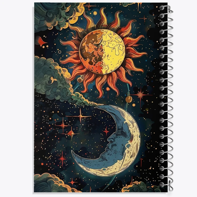 دفتر ژورنال نویسی 50 برگ خندالو مدل نقطه ای طرح خورشید و ماه کد F4652