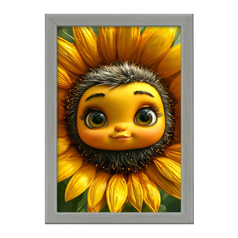 تابلو خندالو طرح گل آفتابگردان کیوت کد F8130