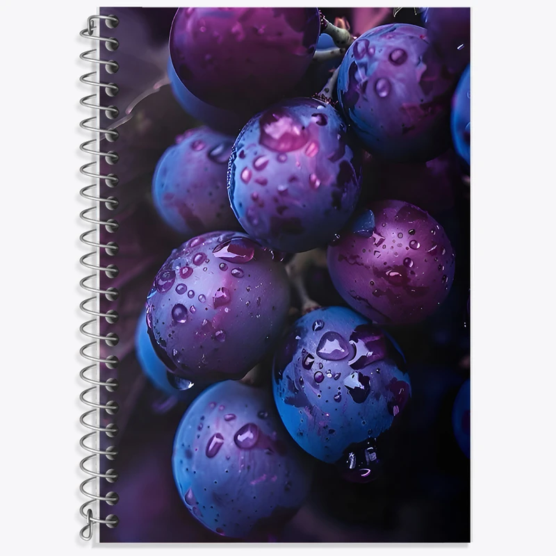 دفتر زبان 50 برگ خندالو مدل دو خط طرح انگور سیاه کد F9956