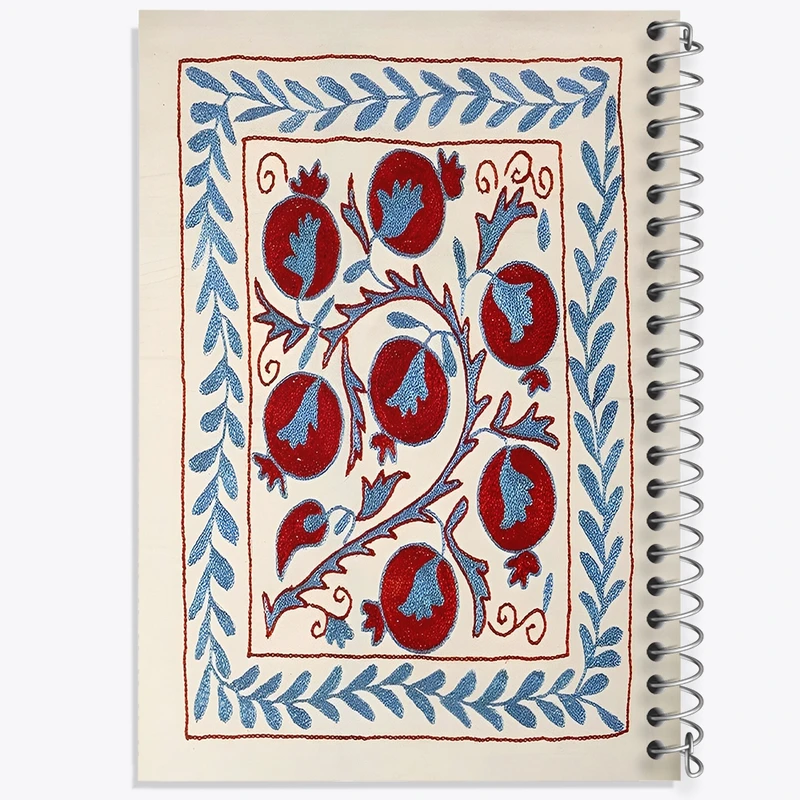 دفتر ژورنال نویسی 50 برگ خندالو مدل نقطه ای طرح گلدوزی انار کد N6873