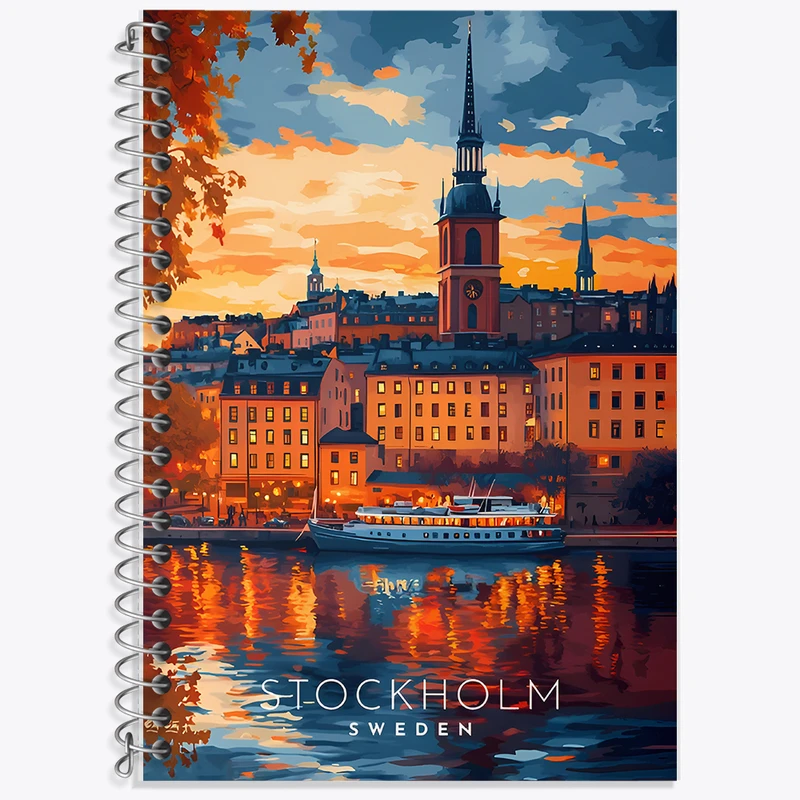 دفتر زبان دوخط 50 برگ خندالو طرح استکهلم (Stockholm) کد F12894