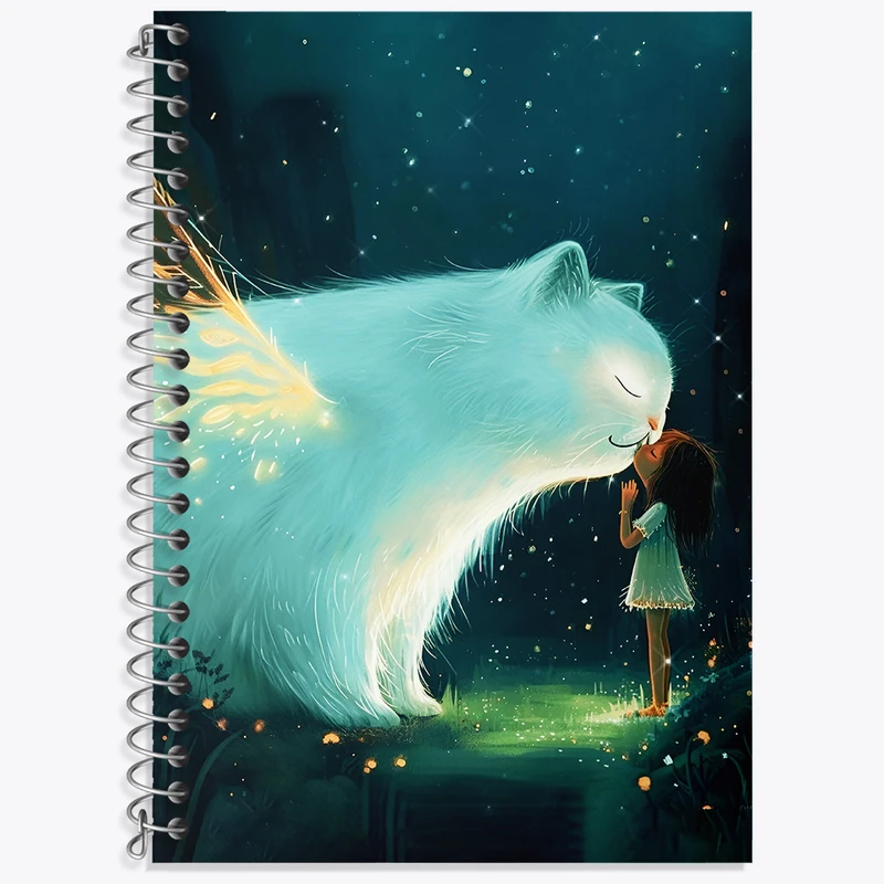 دفتر زبان دوخط 50 برگ خندالو طرح دختر و گربه کد F4887