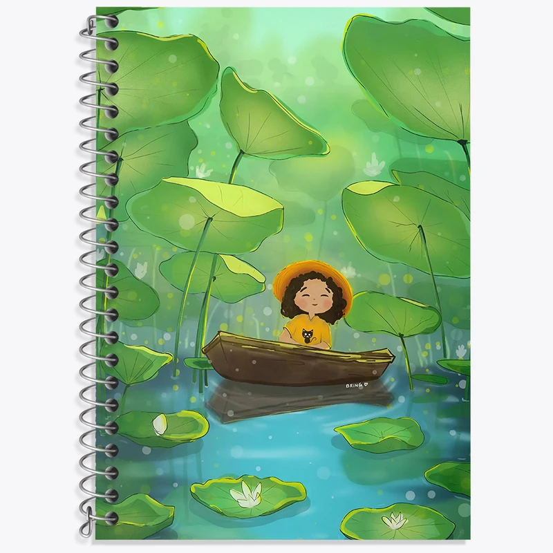 دفتر زبان 50 برگ خندالو مدل دو خط طرح دخترانه کیوت کد N7427