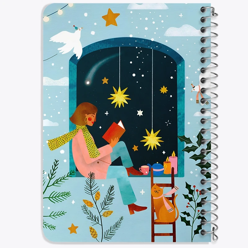 دفتر یادداشت 50 برگ خندالو طرح دختر و کتابخوان کد F4896