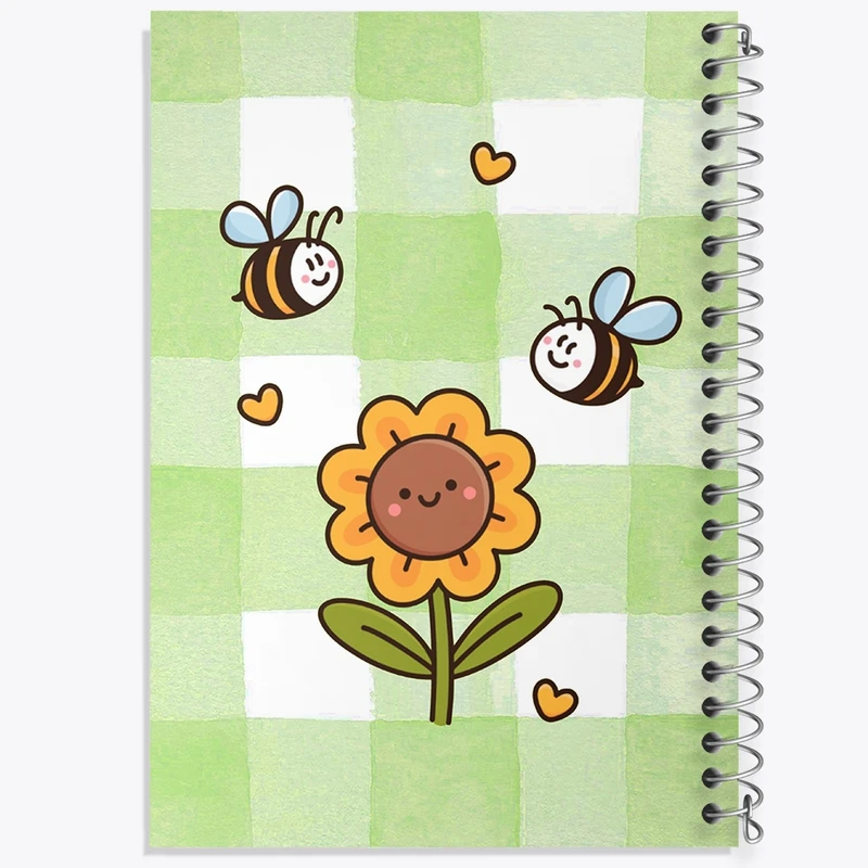 دفتر شطرنجی 50 برگ خندالو طرح زنبور عسل و گل آفتابگردان کد N6315