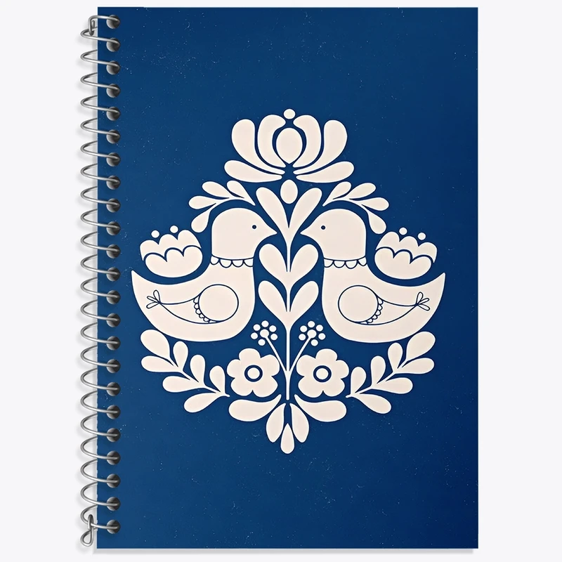 دفتر زبان 50 برگ خندالو مدل سه خط طرح گل و مرغ کد F4908