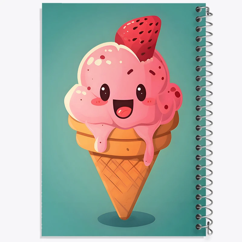 دفتر مشق 50 برگ خندالو طرح بستنی توت فرنگی کد N6708