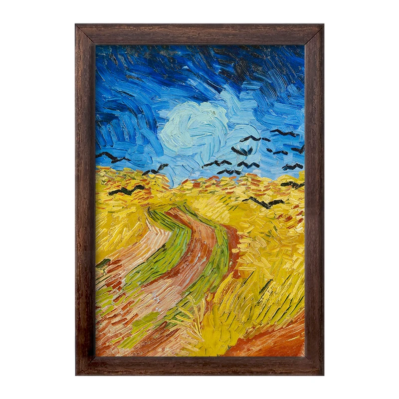 تابلو خندالو طرح مزرعه گندم با کلاغ ها ونسان ونگوگ (Van Gogh) کد 36802
