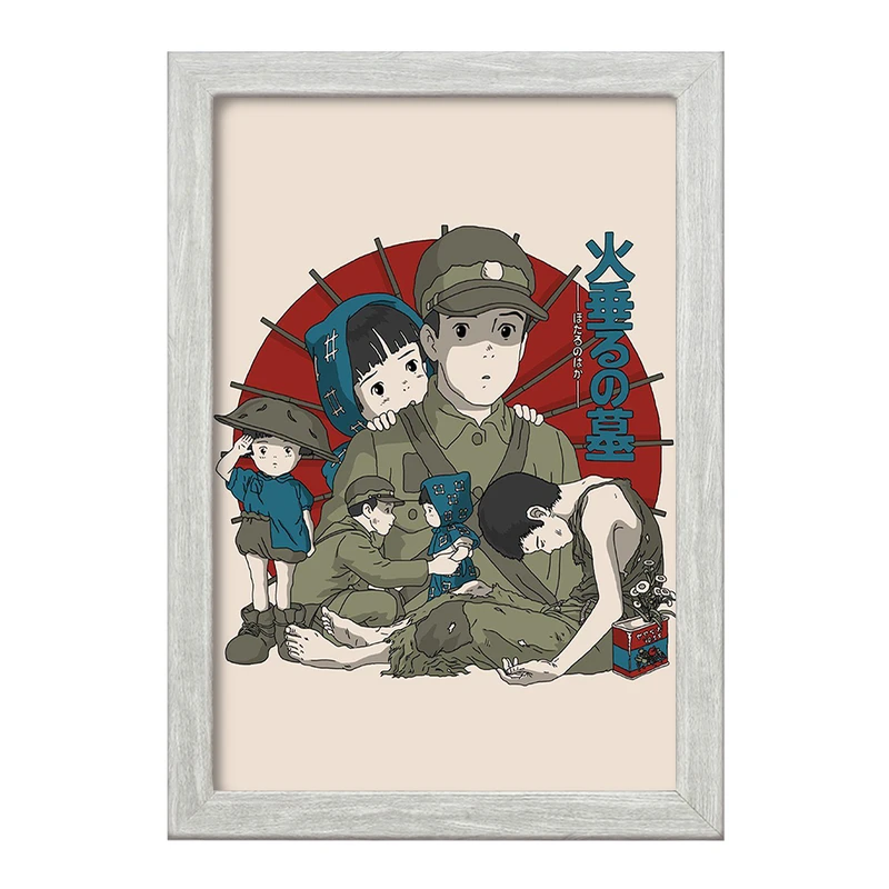 تابلو خندالو طرح انیمیشن گورستان کرم های شب تاب  کد 13708