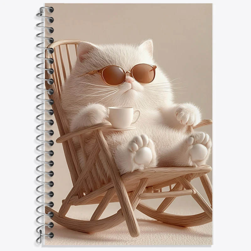 دفتر نت موسیقی 50 برگ خندالو طرح گربه سفید چاق کد F10724