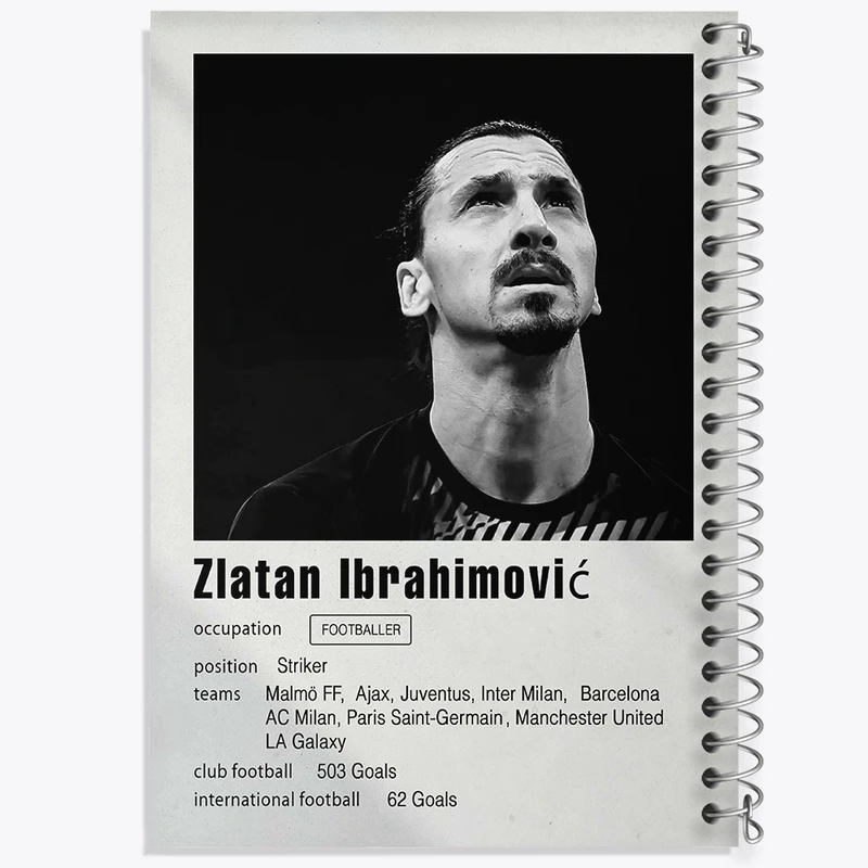 دفتر ژورنال نویسی 50 برگ خندالو مدل نقطه ای طرح زلاتان ابراهيموفيتش (Zlatan Ibrahimović) کد F11248