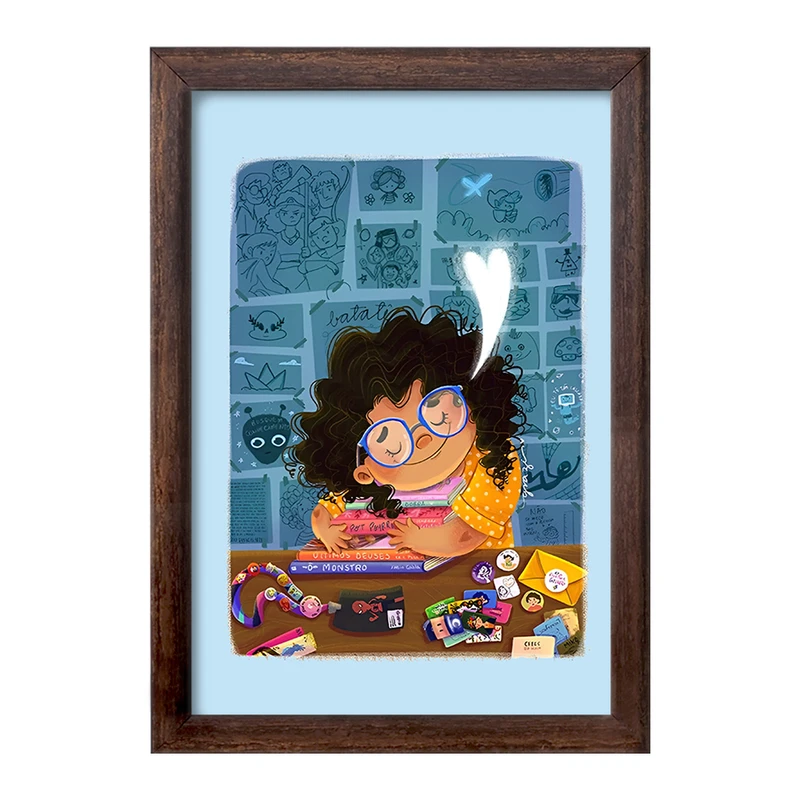 تابلو خندالو طرح دختر کتاب خوان کد F10949