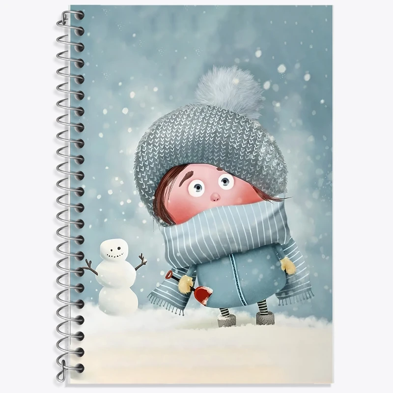 دفتر زبان 50 برگ خندالو مدل سه خط طرح دختر و آدم برفی کد F8703