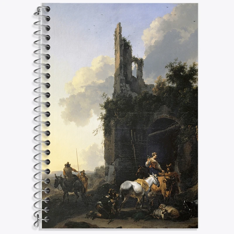 دفتر زبان 50 برگ خندالو مدل سه خط طرح نقاشی استراحت در مقابل یک میخانه اثر نیکلاس پیترز برچم کد F12322