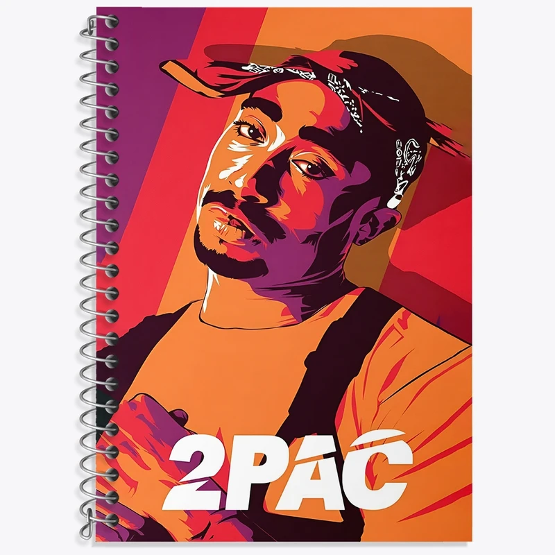 دفتر زبان 50 برگ خندالو مدل سه خط طرح توپاک (Tupac) کد F4638