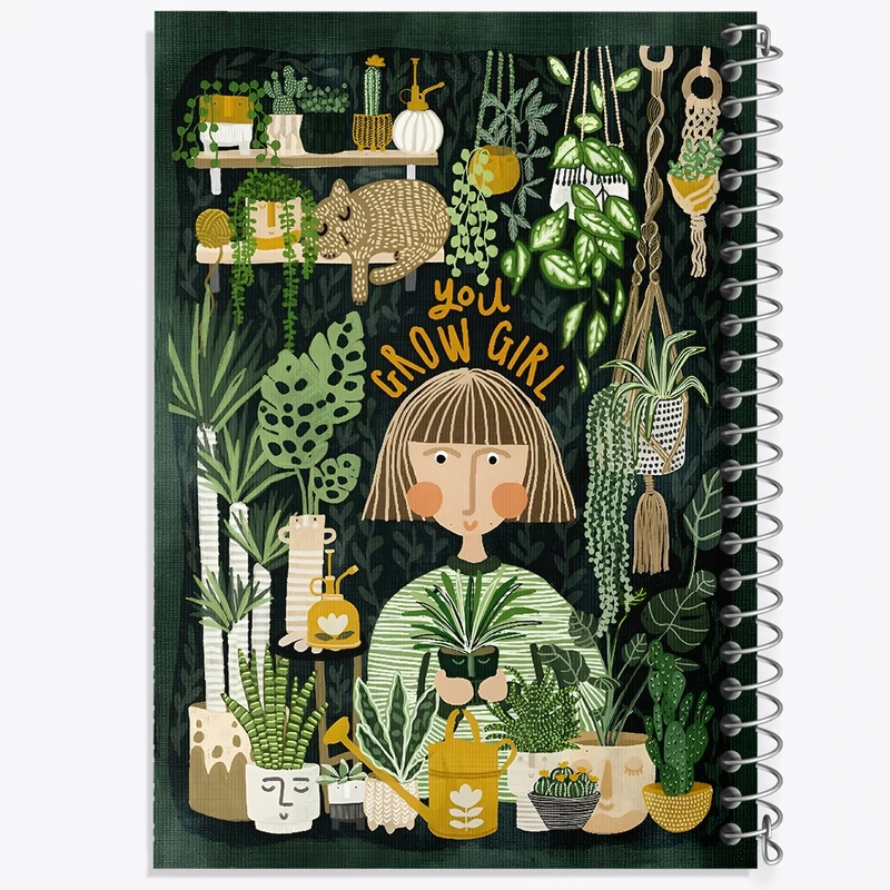 دفتر طراحی 50 برگ خندالو طرح دختر عاشق گل و گیاه کد N5635