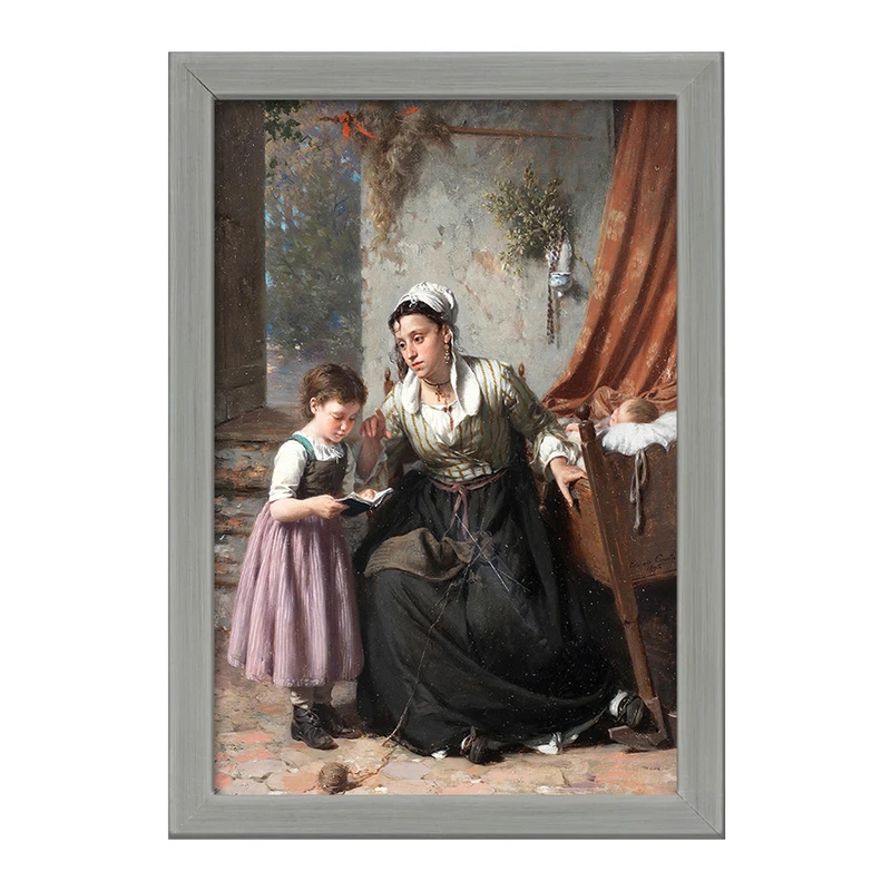 تابلو خندالو طرح نقاشی درس خواندن اثر پیر ژان ادموند کستان کد F12366