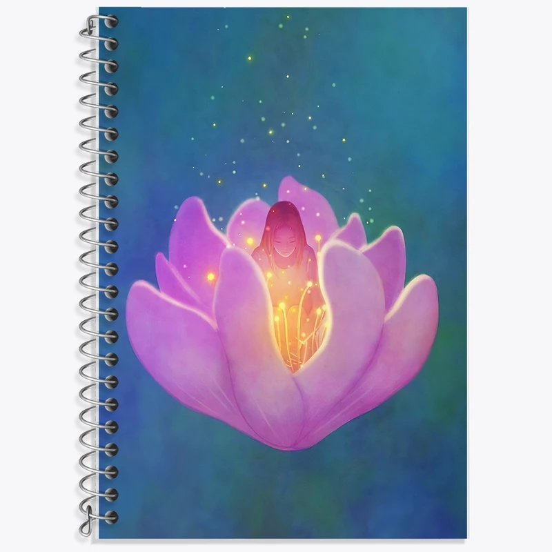 دفتر لغت 50 برگ خندالو طرح زن و نیلوفرآبی کد F8931