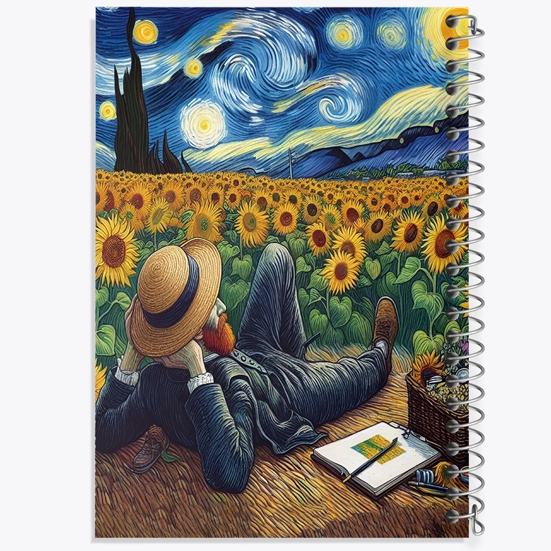 دفتر طراحی 50 برگ خندالو طرح ونسان ونگوگ کد F8786
