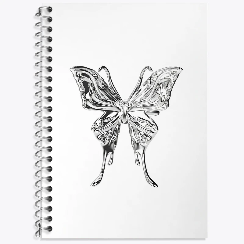 دفتر زبان 50 برگ خندالو مدل سه خط طرح پروانه کروم کد F3896