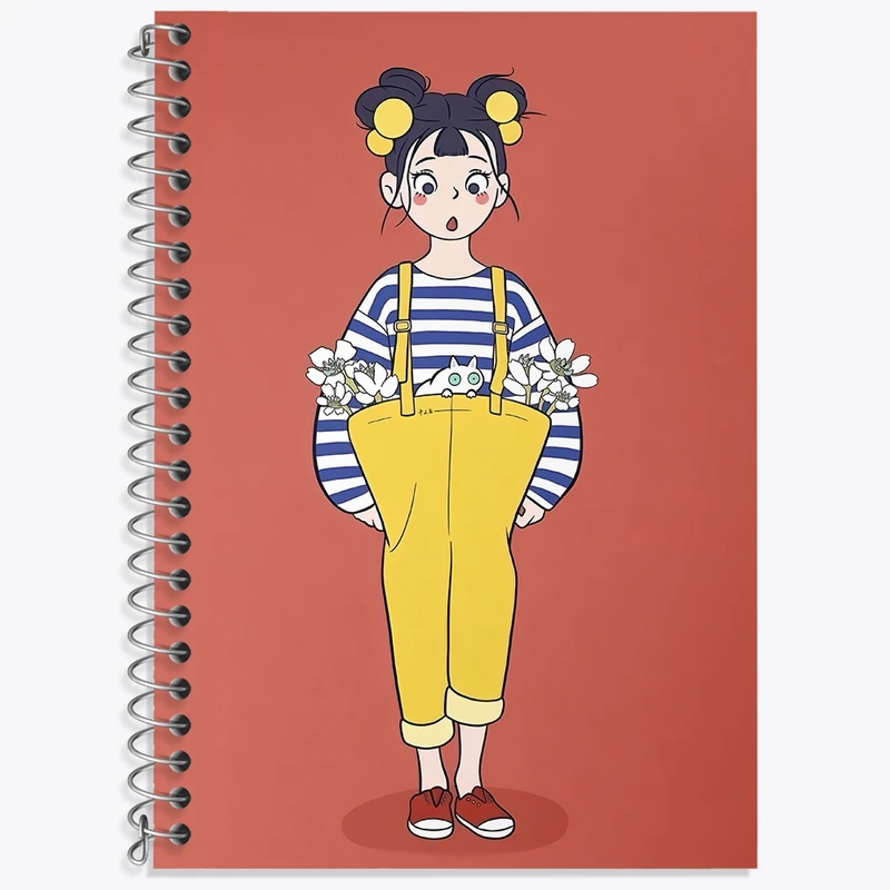 دفتر زبان 50 برگ خندالو مدل سه خط طرح دخترانه کیوت کد N7447