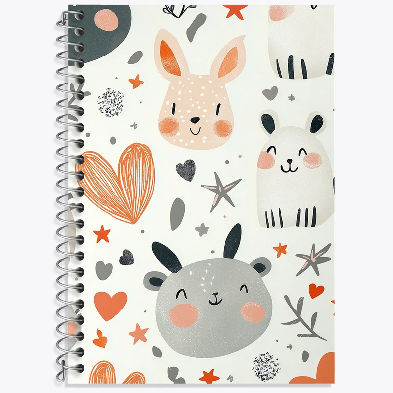 دفتر زبان 50 برگ خندالو مدل دو خط طرح حیوانات بامزه کد N6810