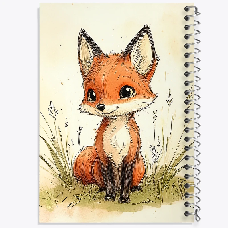 دفتر طراحی 50 برگ خندالو طرح روباه کیوت کد N9400