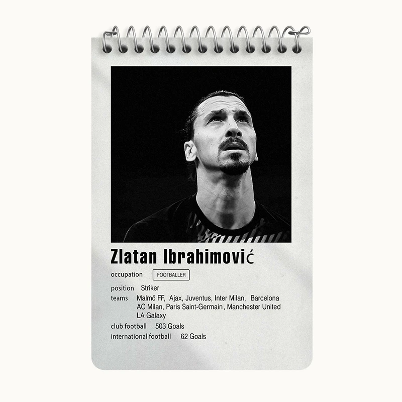 دفتر یادداشت 50 برگ خندالو طرح زلاتان ابراهیموویچ (Zlatan Ibrahimović) کد F11248