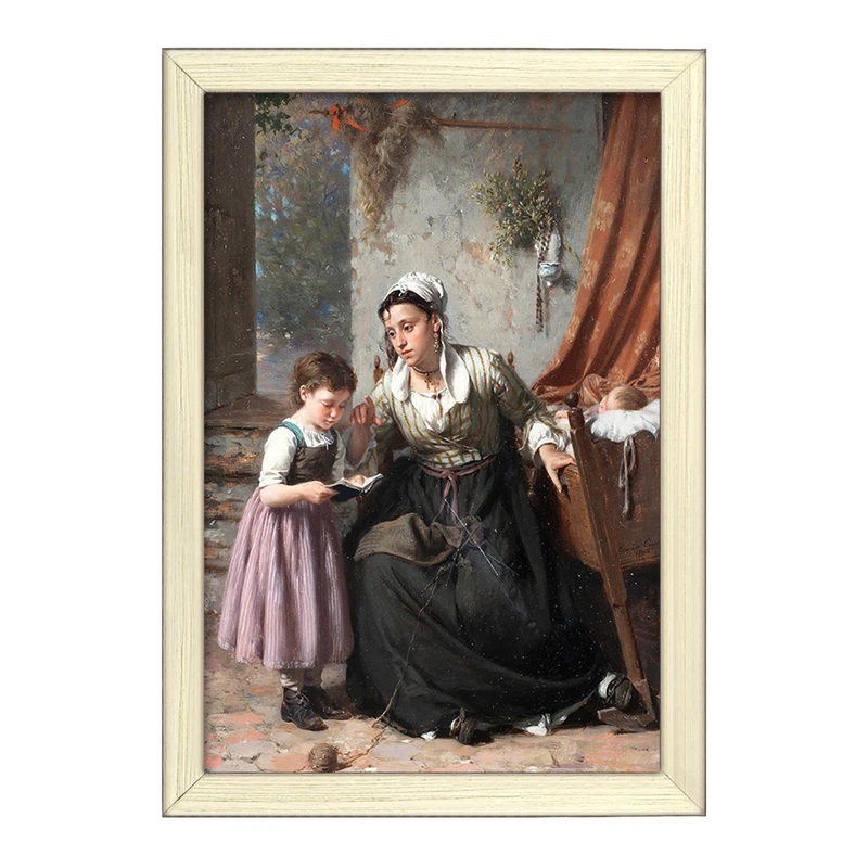 تابلو خندالو طرح نقاشی درس خواندن اثر پیر ژان ادموند کستان کد F12366