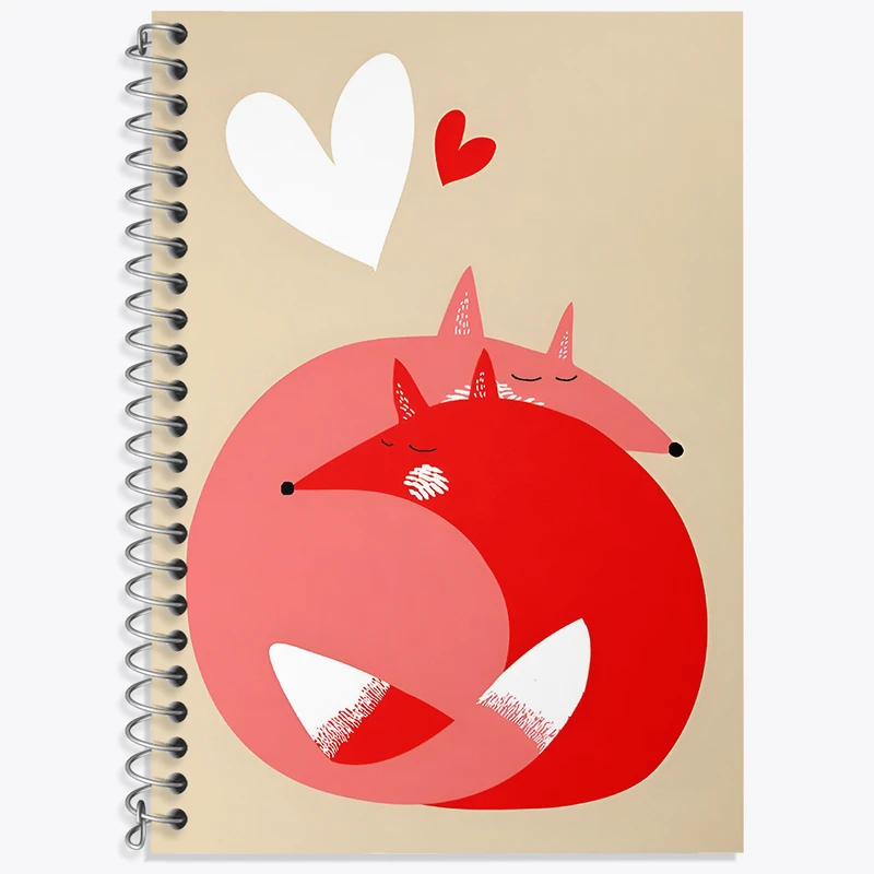 دفتر زبان 50 برگ خندالو مدل دو خط طرح روباه عاشق کد N6220