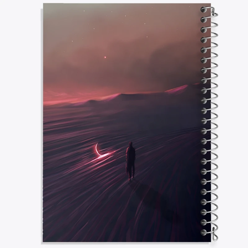 دفتر ژورنال نویسی 50 برگ خندالو مدل نقطه ای طرح آدم و ماه کد F12559