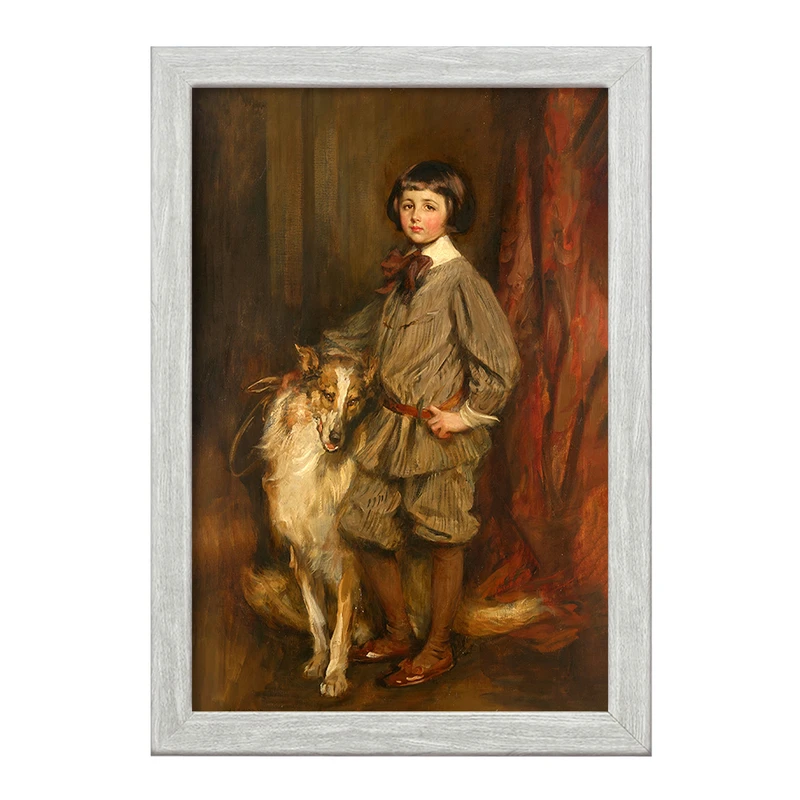 تابلو خندالو طرح نقاشی مردیث هاولند با سگش اثر جیمز جبوسا شانون       کد F12482