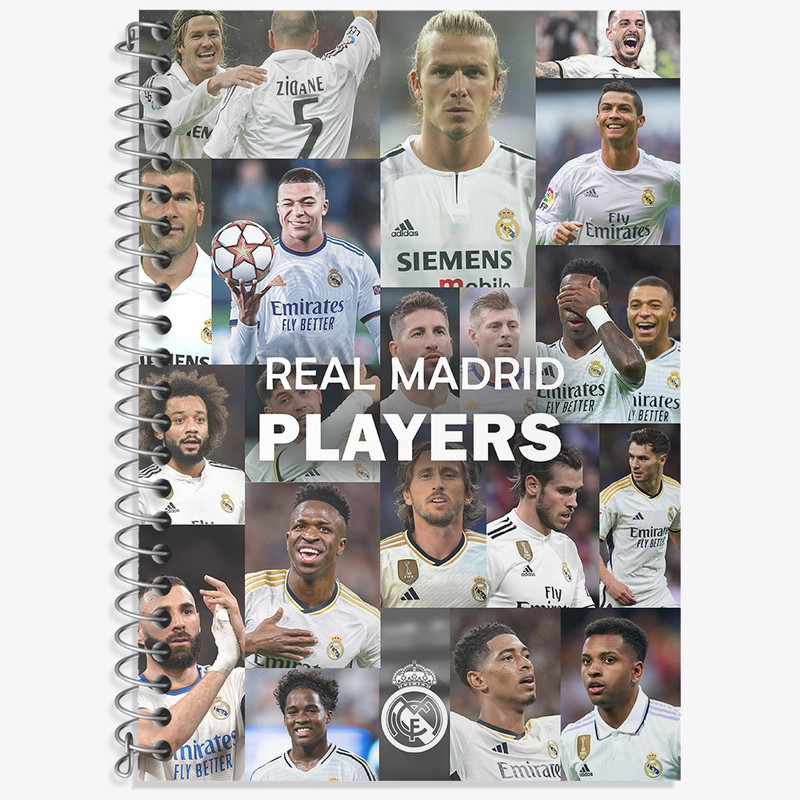 دفتر زبان 50 برگ خندالو مدل سه خط طرح بازیکن های رئال مادرید (Real Madrid) کد N9172