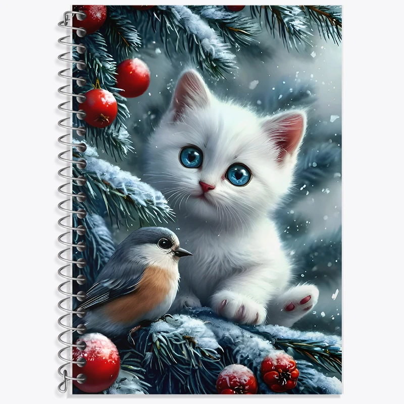 دفتر زبان 50 برگ خندالو مدل دو خط طرح گربه بامزه کد F9534