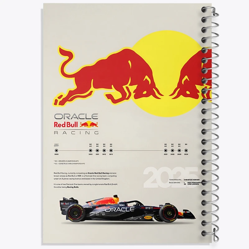 دفتر ژورنال نویسی 50 برگ خندالو مدل نقطه ای طرح تیم مسابقه ردبول (Red Bull Racing) کد F13491