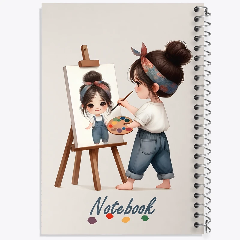 دفتر طراحی 50 برگ خندالو طرح دختر نقاش کد N7020