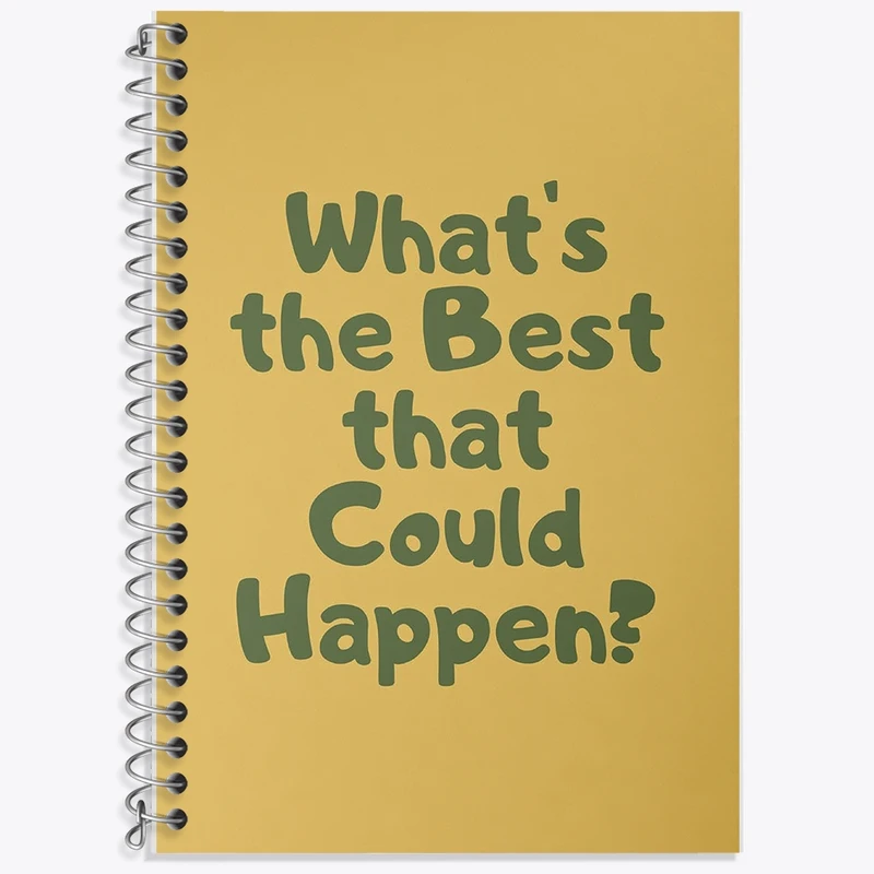 دفتر زبان 50 برگ خندالو مدل سه خط طرح What's The Best That Could Happen? کد F11891