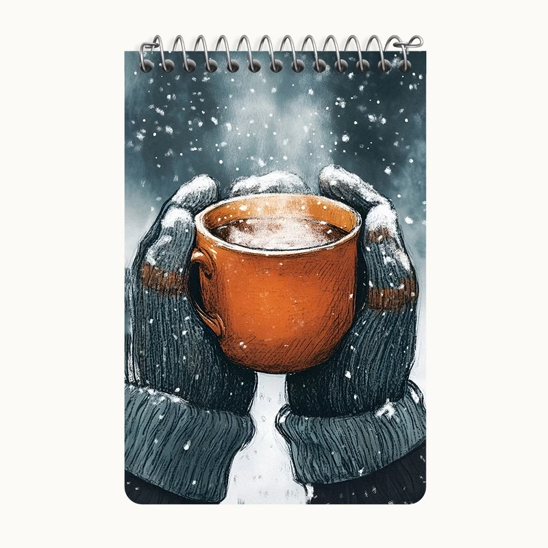 دفتر یادداشت 50 برگ خندالو طرح فنجان قهوه در برف کد F8286