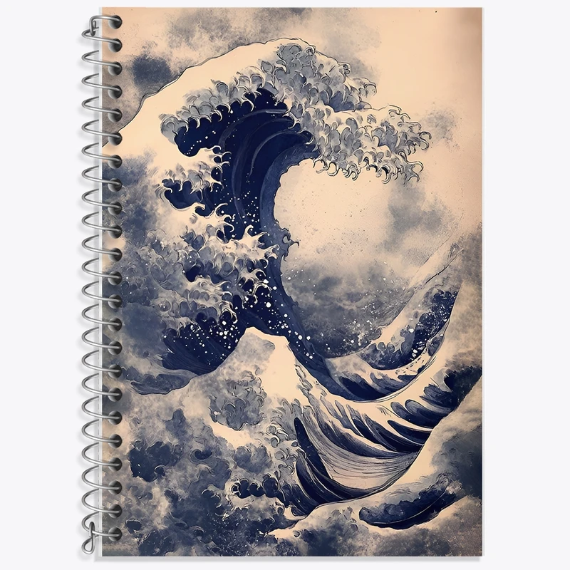 دفتر لغت 50 برگ خندالو طرح موج عظیم کاناگاوا کد F11733